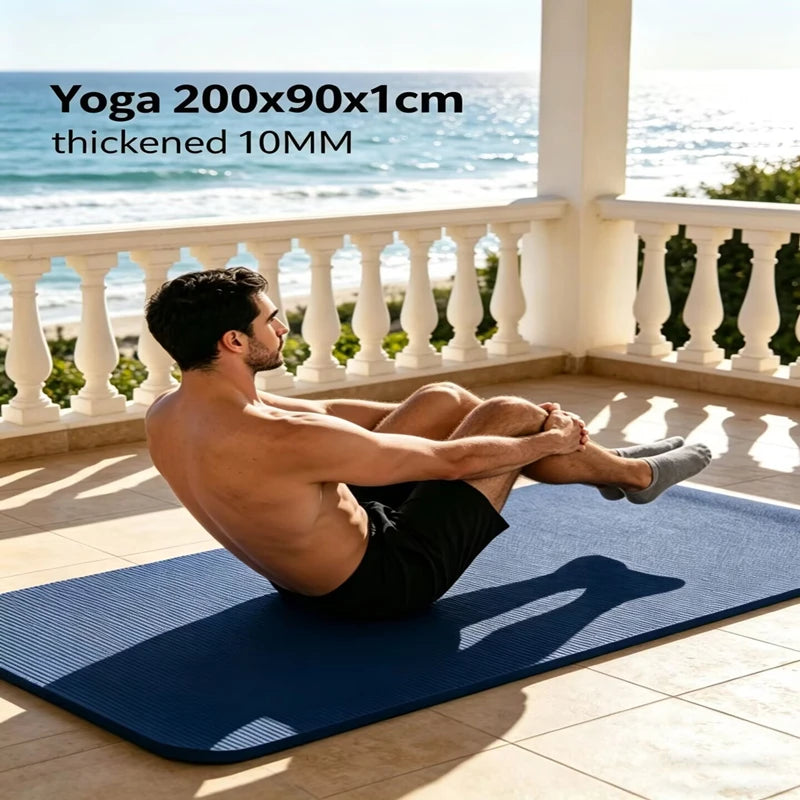 Dicke Fitnessmatte auf 200 cm x 90 cm schwar und grün