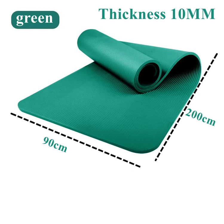 Dicke Fitnessmatte auf 200 cm x 90 cm schwar und grün